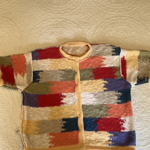 Cotton Blend Women’s Sweater Top Cardigan Large Southwestern Patchwork Colorful - Picture 13 of 16